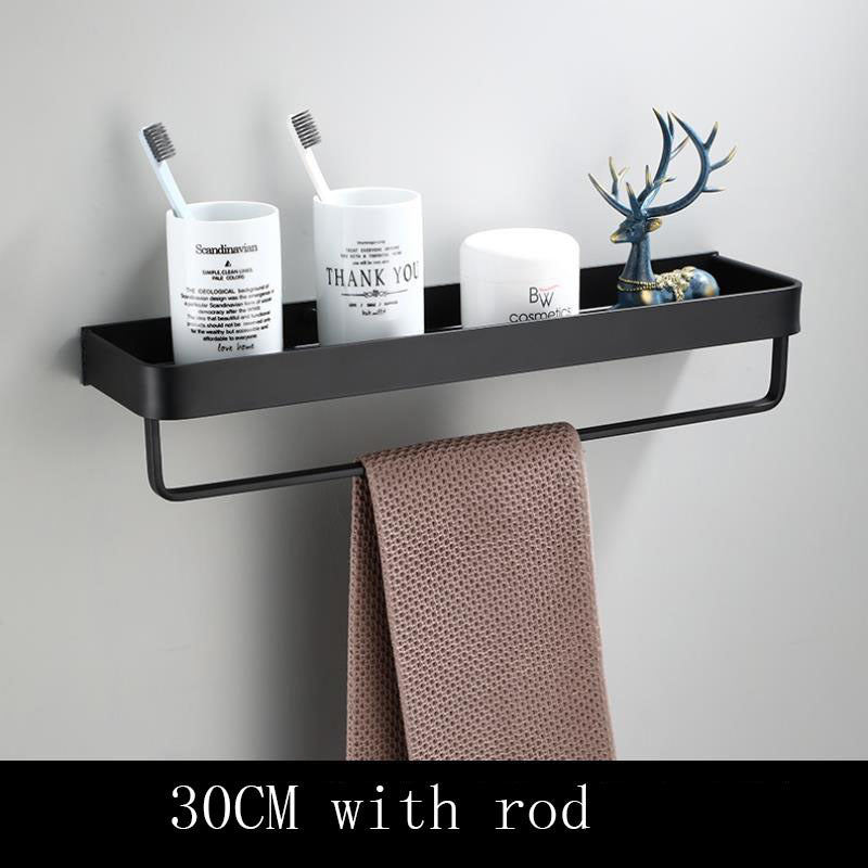 Wall Shelf | Durable Black Space Aluminum Design for Modern Bathrooms 4