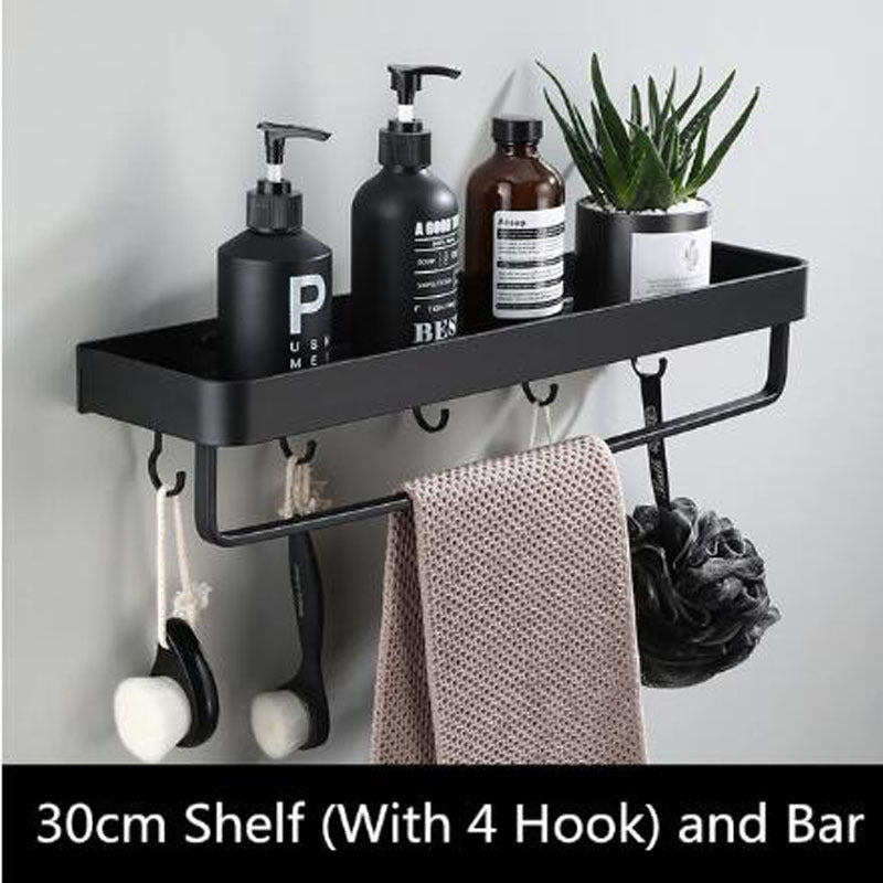 Wall Shelf | Durable Black Space Aluminum Design for Modern Bathrooms 5