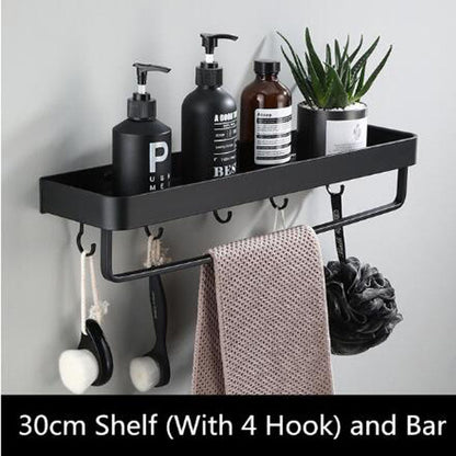 Wall Shelf | Durable Black Space Aluminum Design for Modern Bathrooms 5