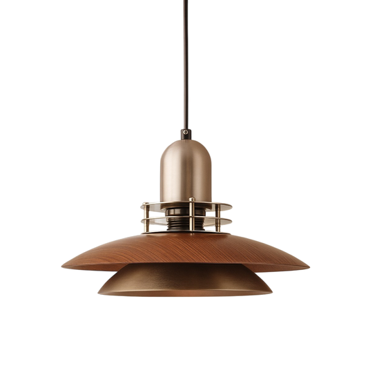 Walnut Wood Pendant Lamp | Modern Low-Profile Design for Cozy Ambiance 0