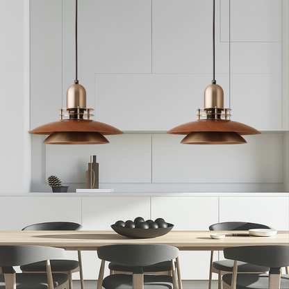 Walnut Wood Pendant Lamp | Modern Low-Profile Design for Cozy Ambiance 2