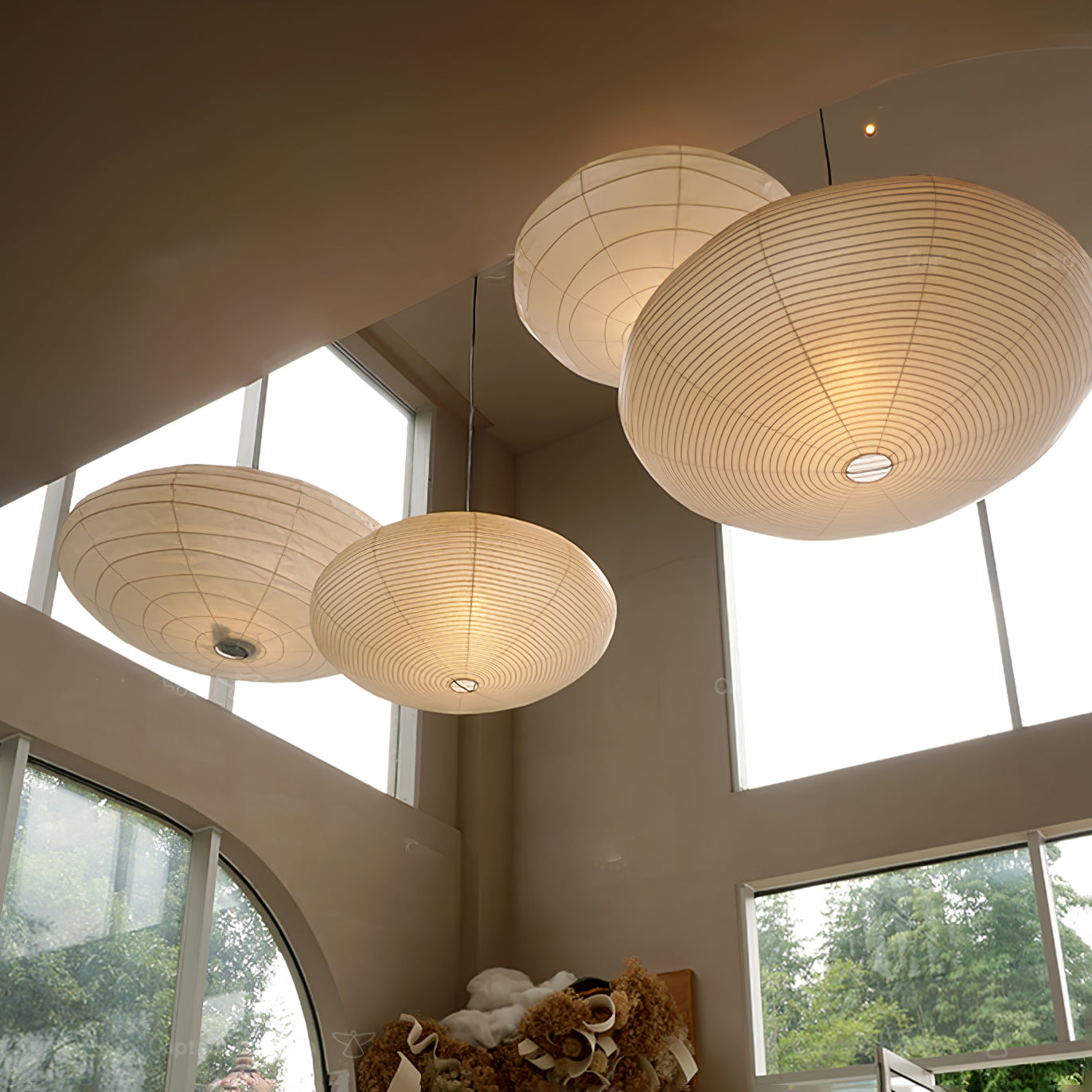 Washi Paper Pendant Light | Handcrafted Mulberry Shade for Warm Ambiance 2