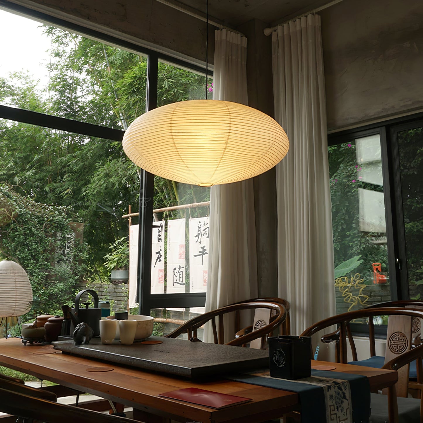 Washi Paper Pendant Light | Handcrafted Mulberry Shade for Warm Ambiance 4