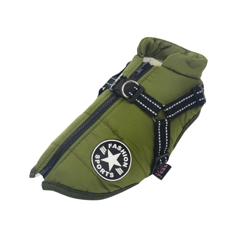 Waterproof Dog Coat | Insulated Design with Built-In Reflective Harness 0