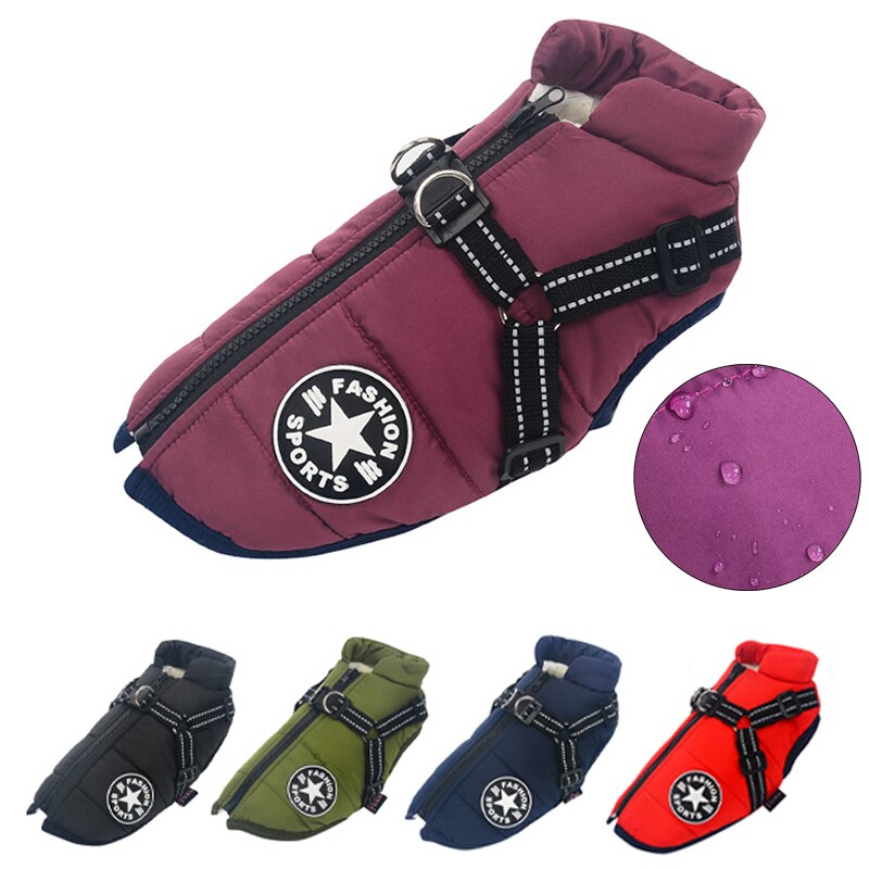 Waterproof Dog Coat | Insulated Design with Built-In Reflective Harness 4