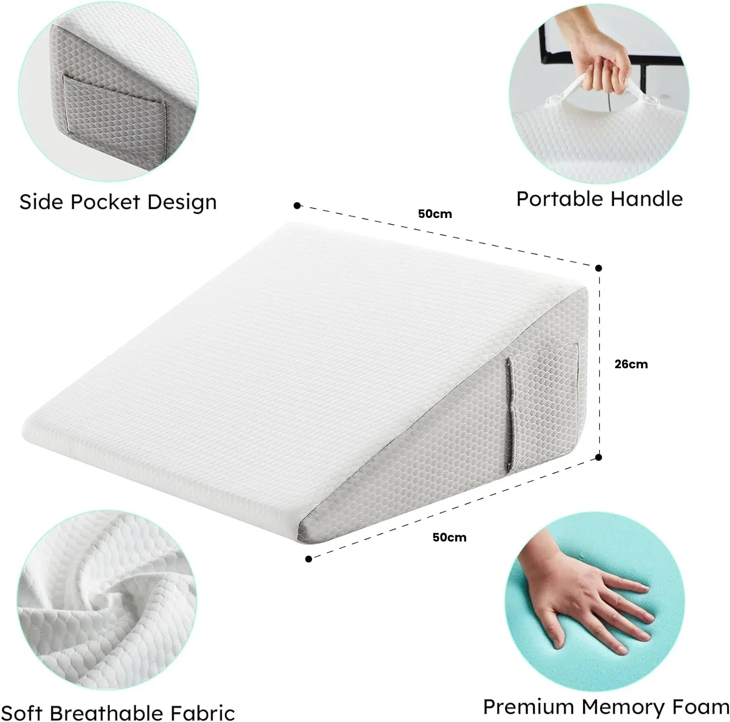 Wedge Pillow | Gel Memory Foam for Back Pain and Sleep Support 4