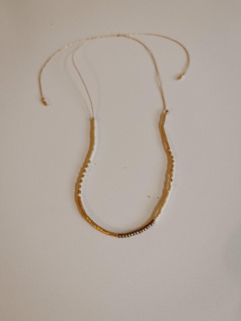Gold Beaded Necklace and Bracelet Set