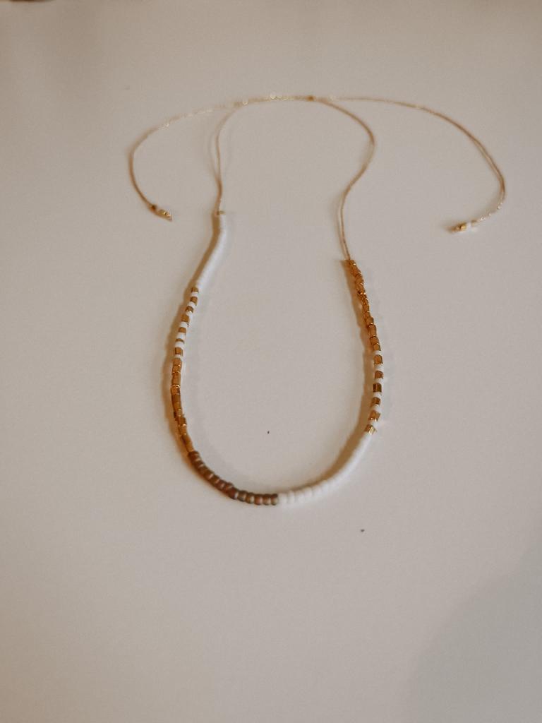 Gold Beaded Necklace and Bracelet Set