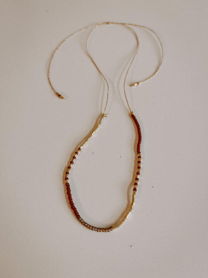 Gold Beaded Necklace and Bracelet Set