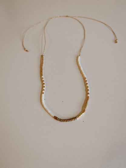 Gold Beaded Necklace and Bracelet Set