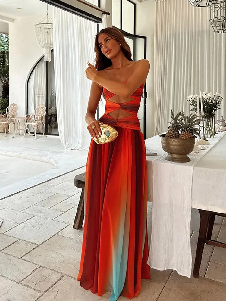 White Maxi Dress | Flowing Open-Back Design for Women 2