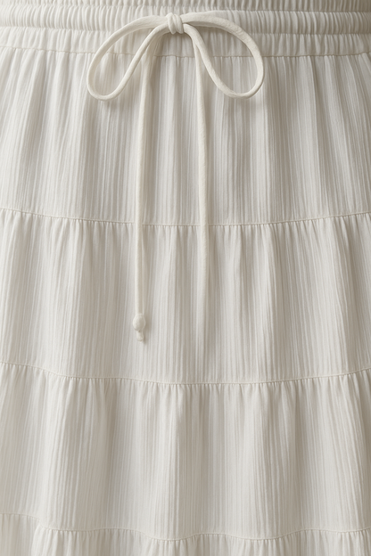 White Maxi Skirt | Bohemian Lace Detail, Lightweight Polyester for Women 2