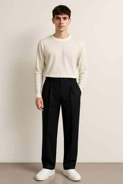 Wide-Leg Trousers | High-Waisted Design with Pleats for Elegant Fit 1