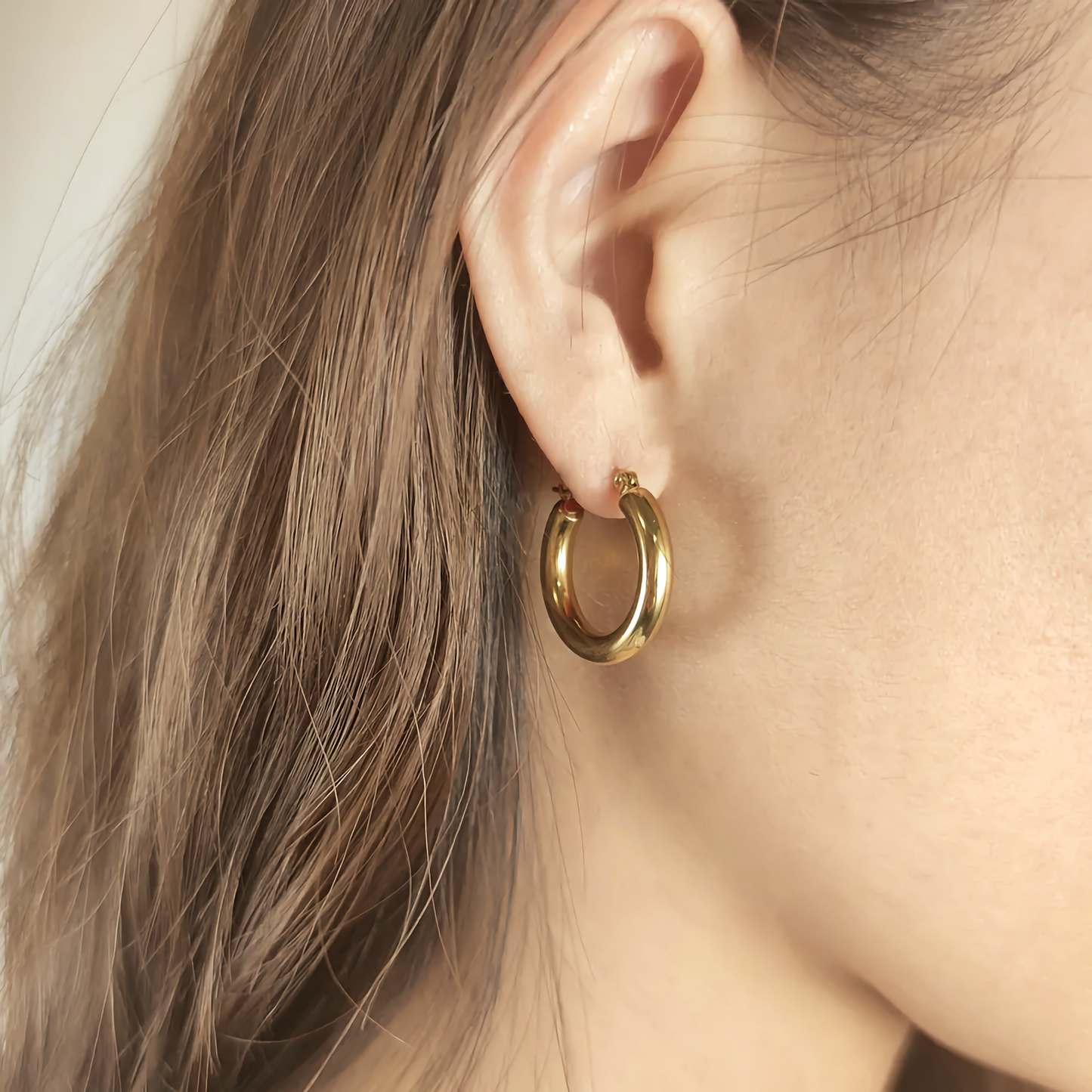 Wide Hoop Earrings | Durable Stainless Steel-Plated 18k Gold Design 3