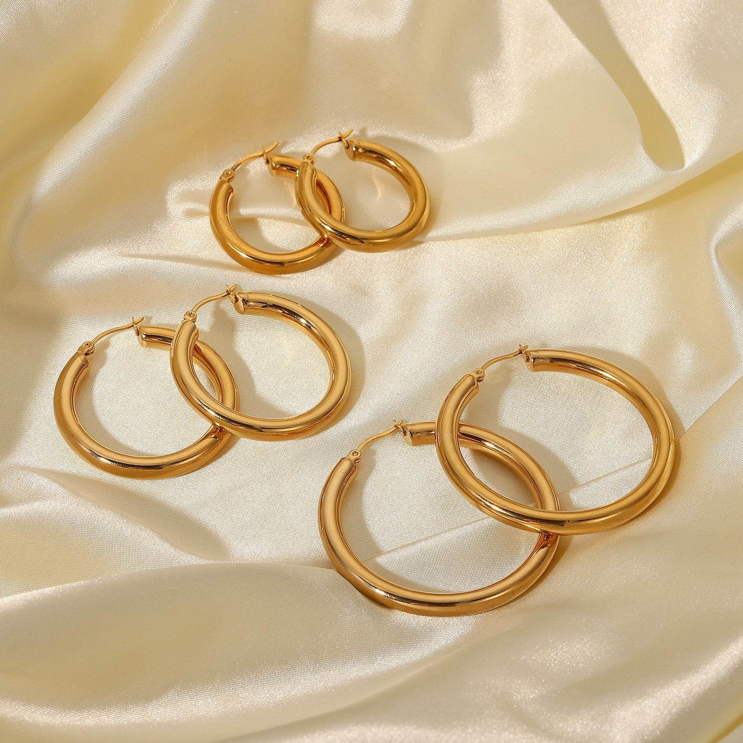 Wide Hoop Earrings | Durable Stainless Steel-Plated 18k Gold Design 4