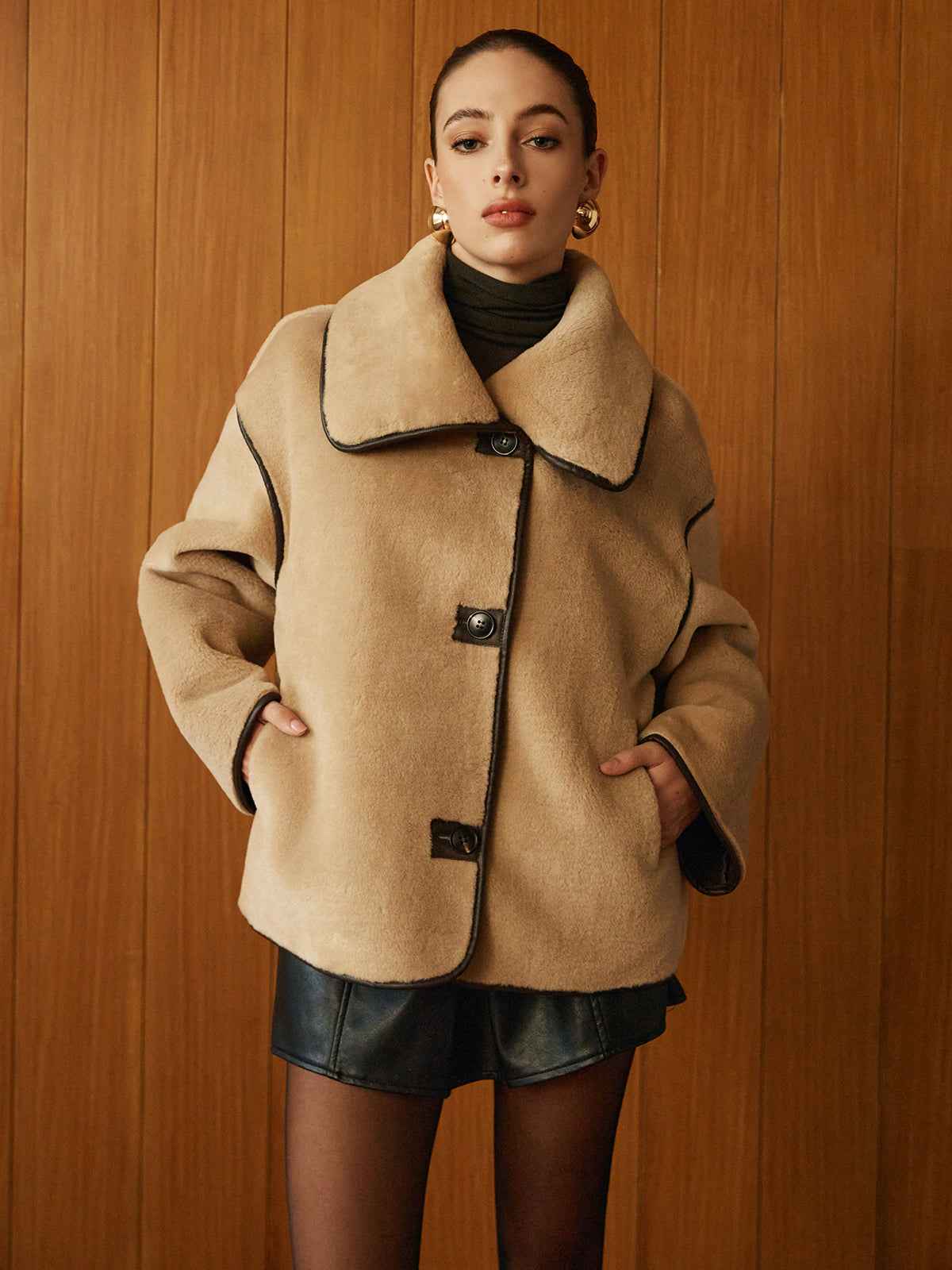 Winter Coats Women | Longline Minky Coat with Contrast Piping for Warmth 5