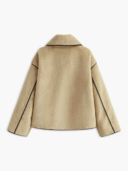 Winter Coats Women | Longline Minky Coat with Contrast Piping for Warmth 8