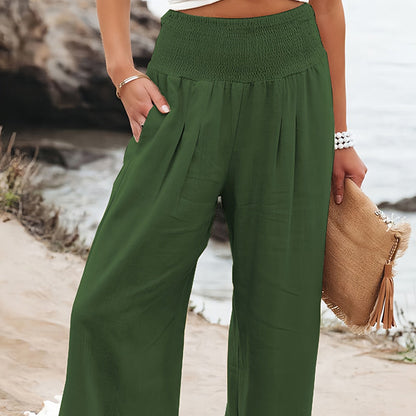 Women's Linen Trousers with Elastic Waistband for Summer Comfort 6
