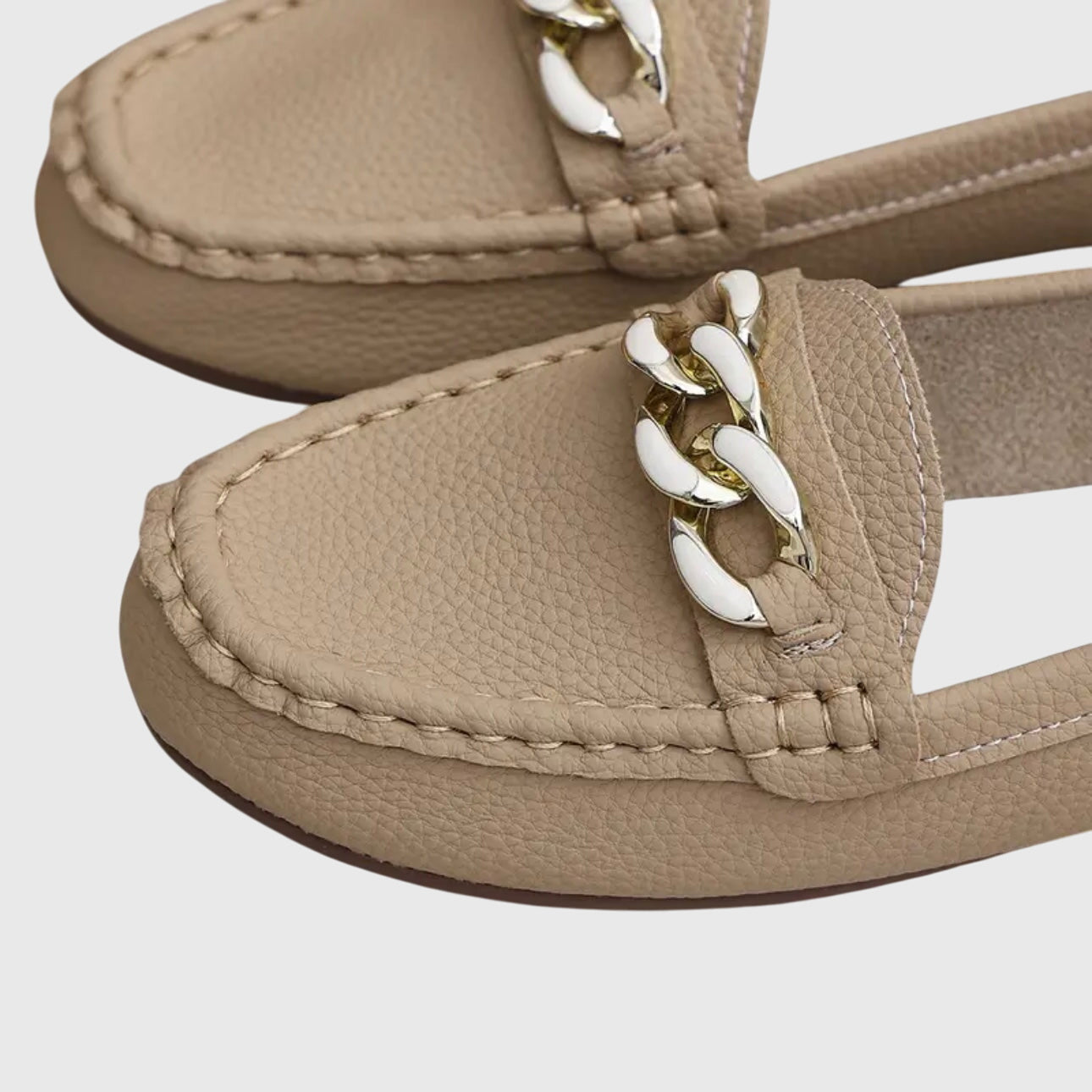 Women's Loafers | Cushioned Leather Penny Loafers with Gold-Chain Detail 3