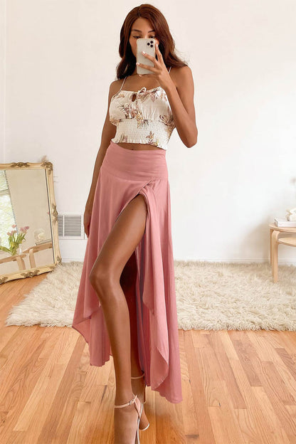 Women's Maxi Skirt | High Waist Flowy Design with High Slit 0