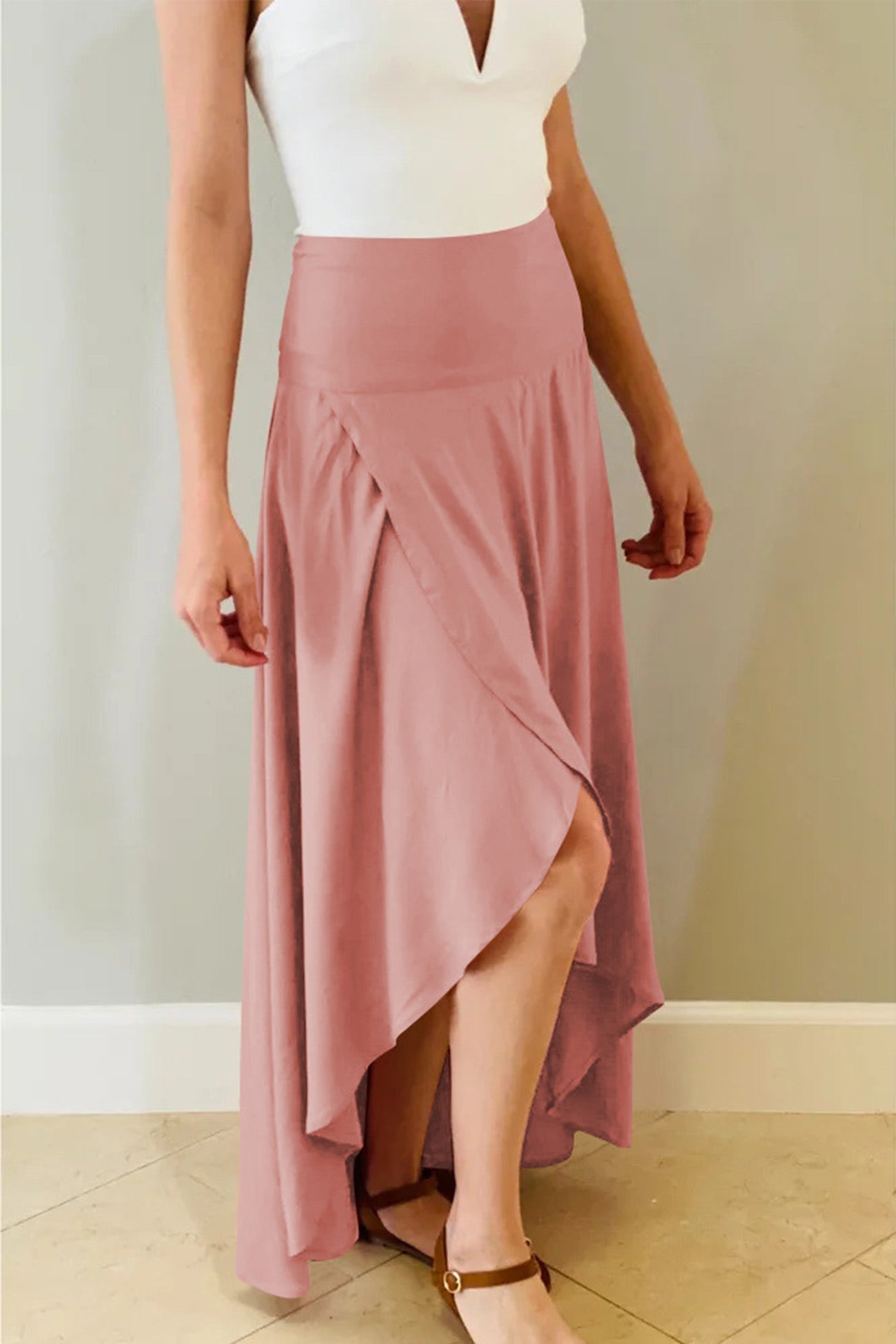 Women's Maxi Skirt | High Waist Flowy Design with High Slit 1