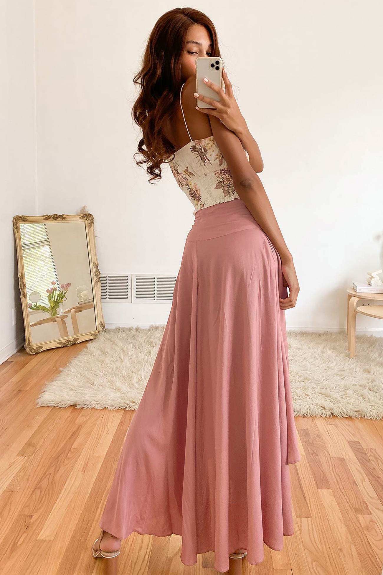 Women's Maxi Skirt | High Waist Flowy Design with High Slit 2