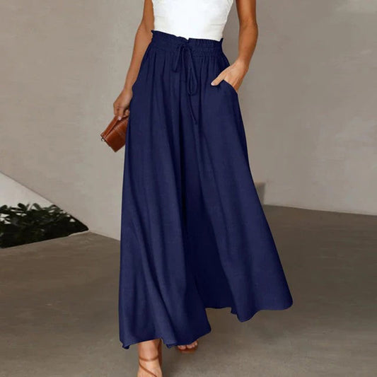 Women's Maxi Skirt | High Waist with Drawstring and Pockets 0