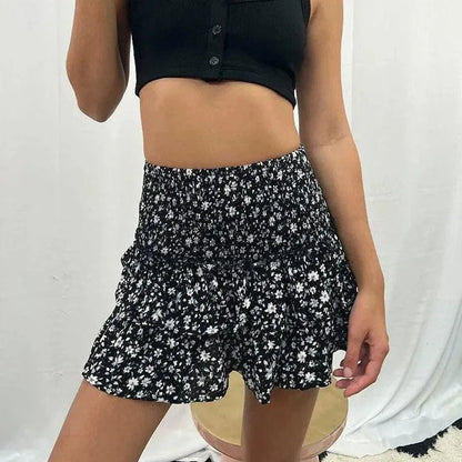 Women's Mini Skirt | Bohemian Print A-Line with Smocked Waist 10