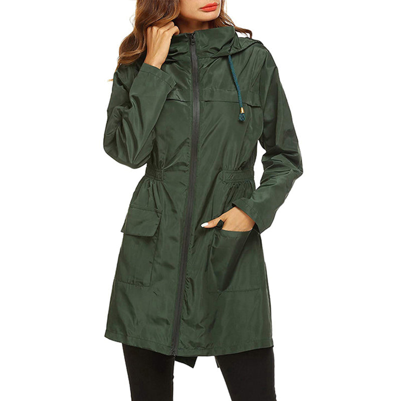 Women's Raincoat | Lightweight Water-Resistant Jacket with Cinched Waist 1