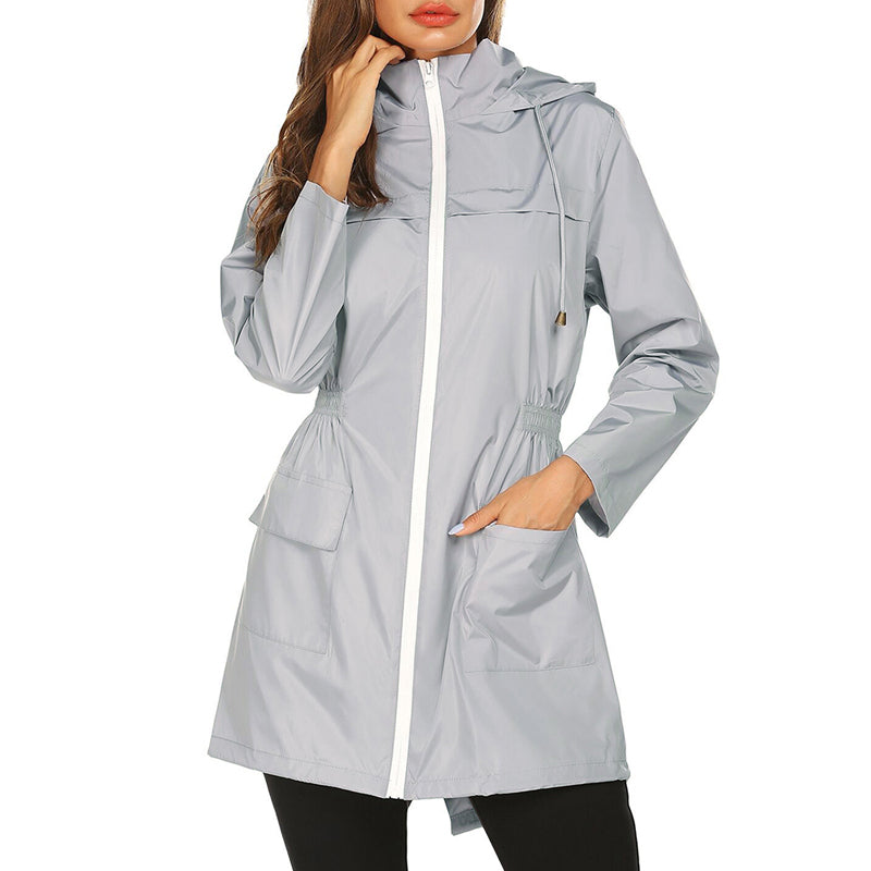 Women's Raincoat | Lightweight Water-Resistant Jacket with Cinched Waist 2