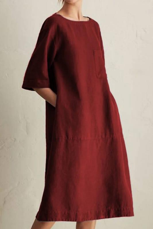 Women's Summer Dress | Breathable Linen Knee-Length with Relaxed Fit 0