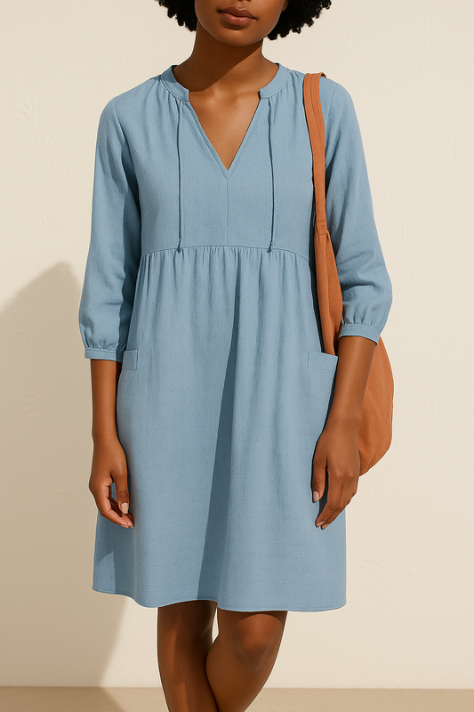 Women's Summer Dress | Relaxed Fit Midi Shirt Dress in Lightweight Fabric 0