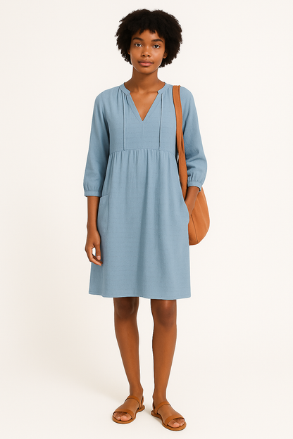 Women's Summer Dress | Relaxed Fit Midi Shirt Dress in Lightweight Fabric 1