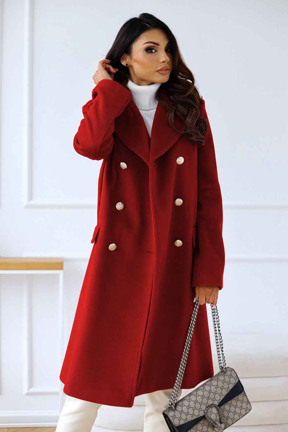 Women's Winter Wool Coat | Elegant Double-Breasted Design 8