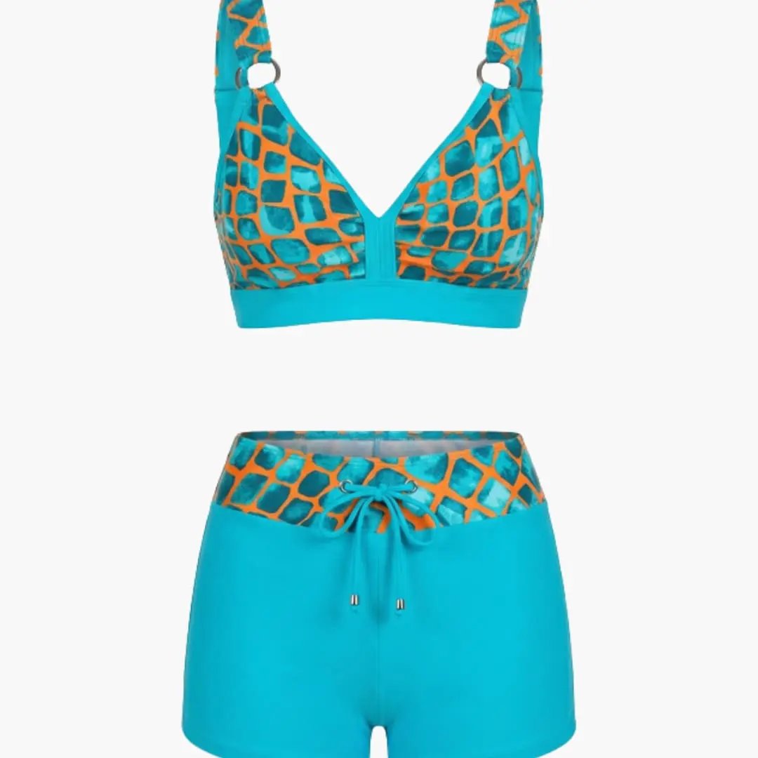 Womens Bikini Sets | Durable Nylon Striped Design with Extended Coverage 1