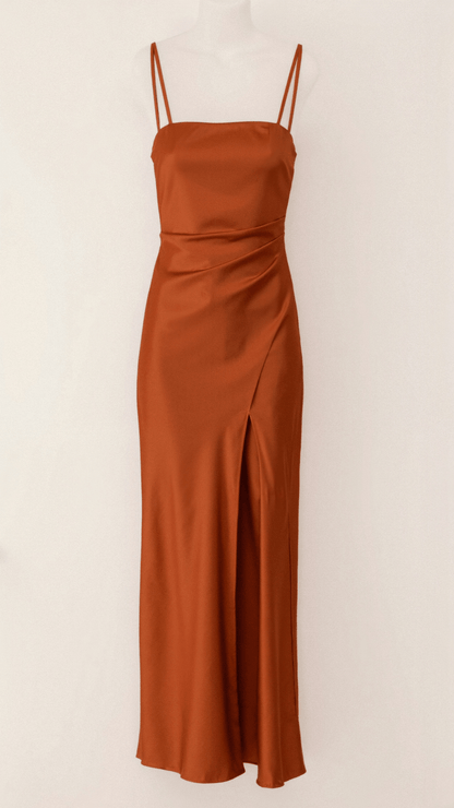 Womens Dress | Elegant Spaghetti Strap Summer Dress with High Slit for Wedding Guests and Cocktail Events 0