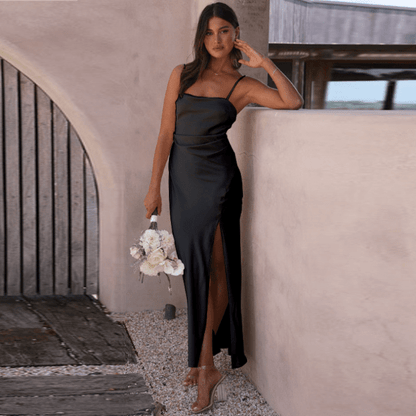 Womens Dress | Elegant Spaghetti Strap Summer Dress with High Slit for Wedding Guests and Cocktail Events 6