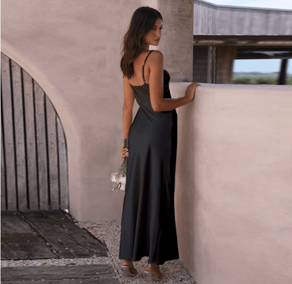 Womens Dress | Elegant Spaghetti Strap Summer Dress with High Slit for Wedding Guests and Cocktail Events 8