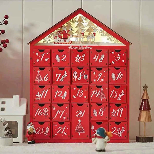 Wooden Advent Calendar | Charming Countdown with LED Lighting 0