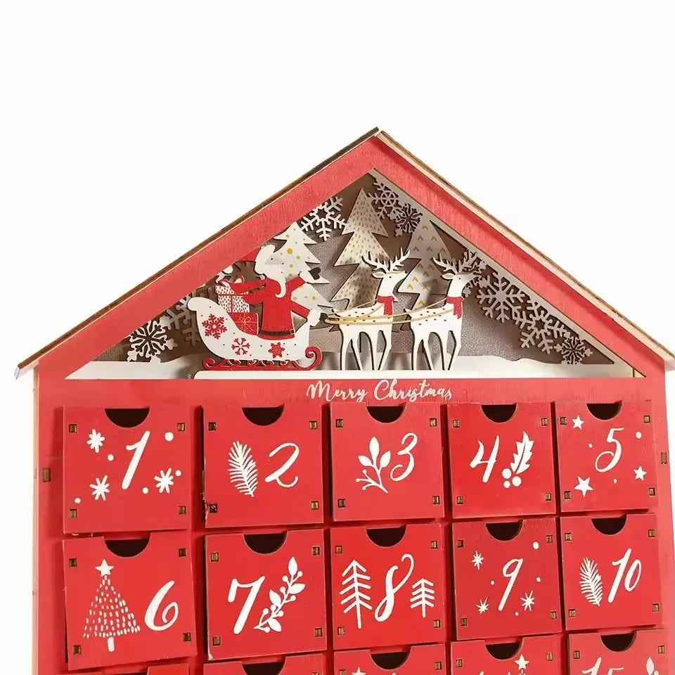 Wooden Advent Calendar | Charming Countdown with LED Lighting 3