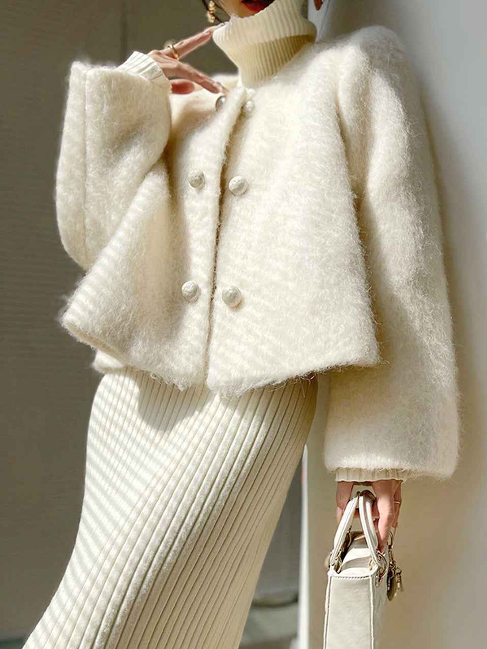 Wool Coat Women | Elegant Short Button-Front Design for Warmth 0
