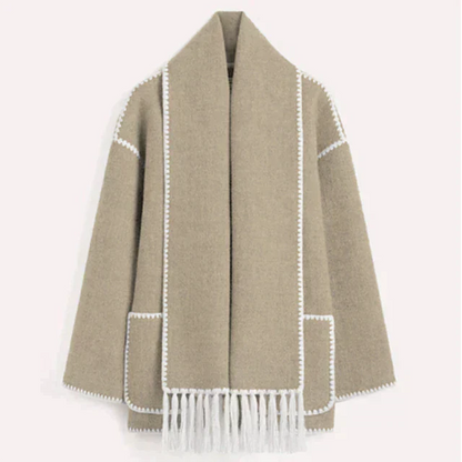 Woolen Jacket | Oversized Coat with Scarf Tassel Detailing for Chic Style 9