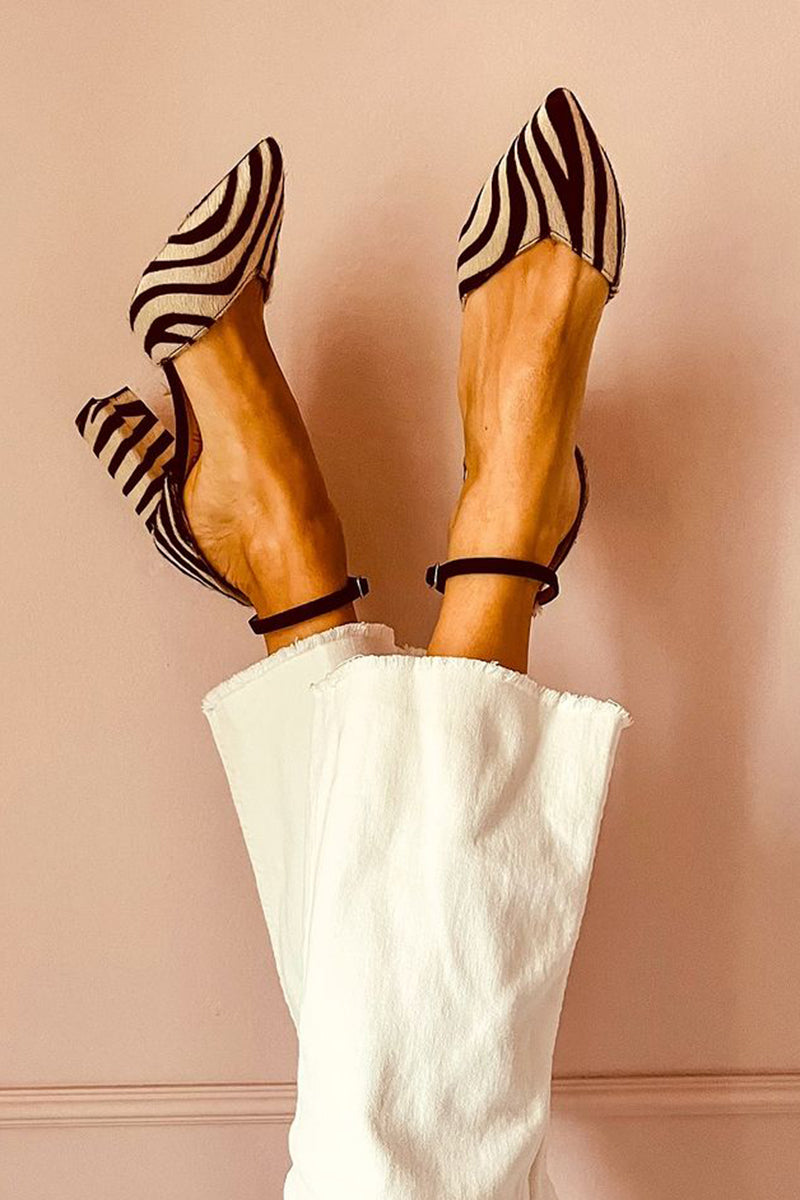 Zebra Print Sandals | Comfortable Mid-Heel with Secure Ankle Strap 0
