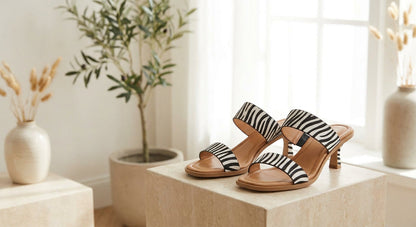 Zebra Print Sandals | Comfortable Mid-Heel with Secure Ankle Strap 1