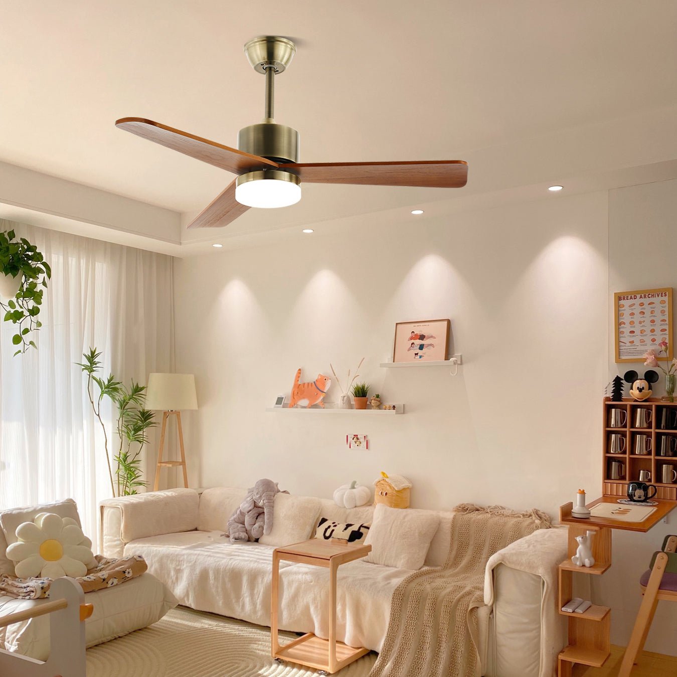 Zephyr | 42/52 Wooden Ceiling Fan with Integrated Lighting & 6-Speed Control 4