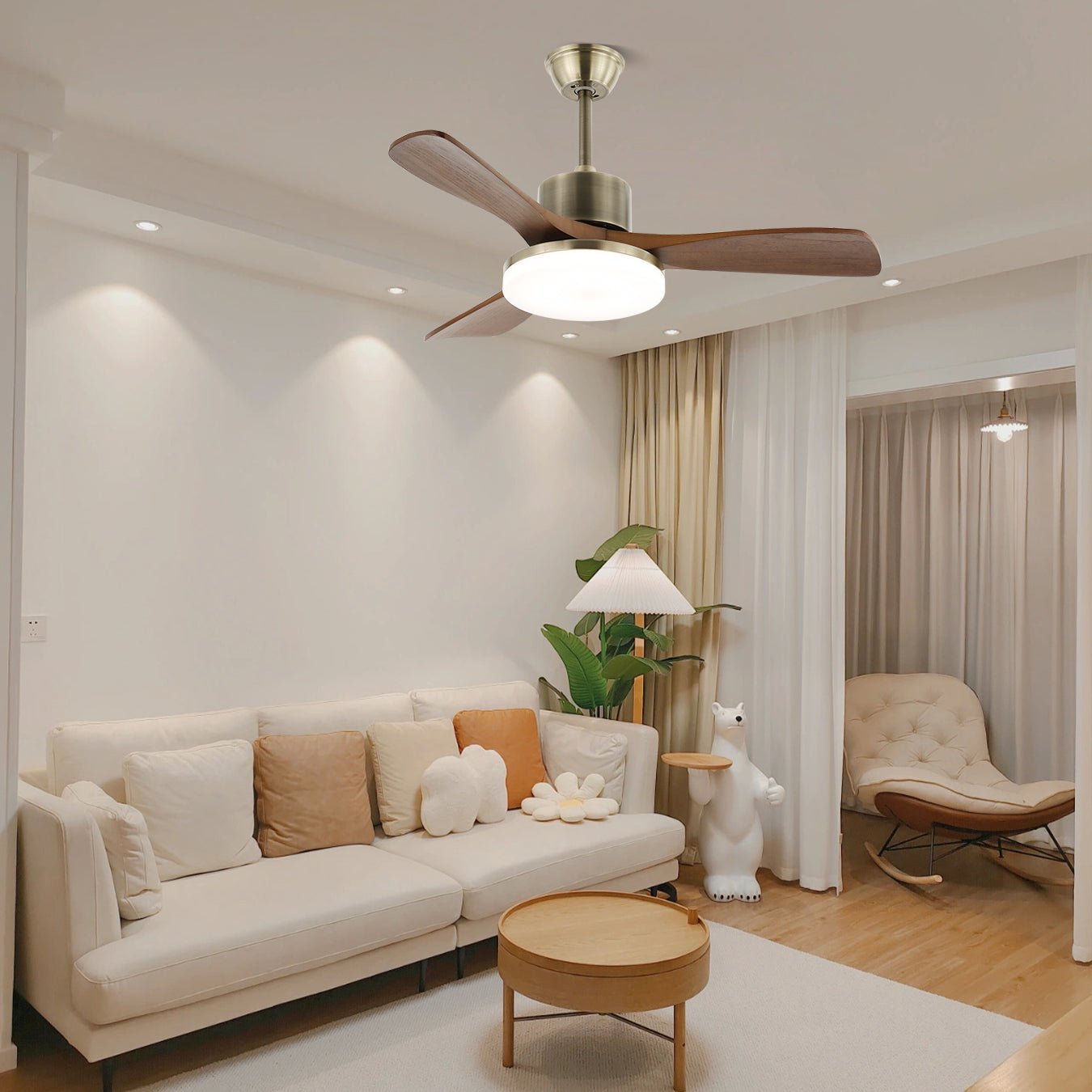 Zephyr | 42/52 Wooden Ceiling Fan with Integrated Lighting & 6-Speed Control 5