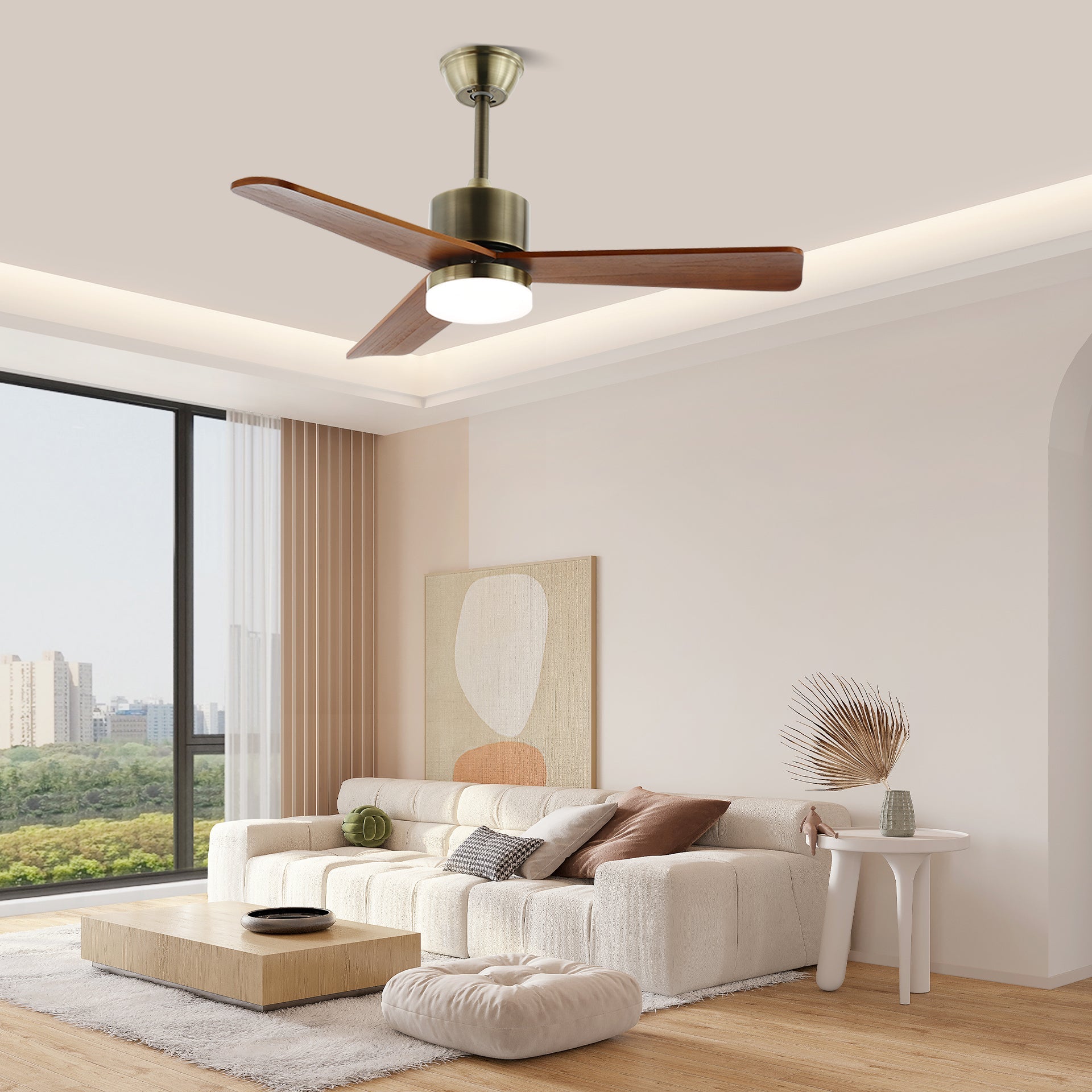 Zephyr | 42/52 Wooden Ceiling Fan with Integrated Lighting & 6-Speed Control 7