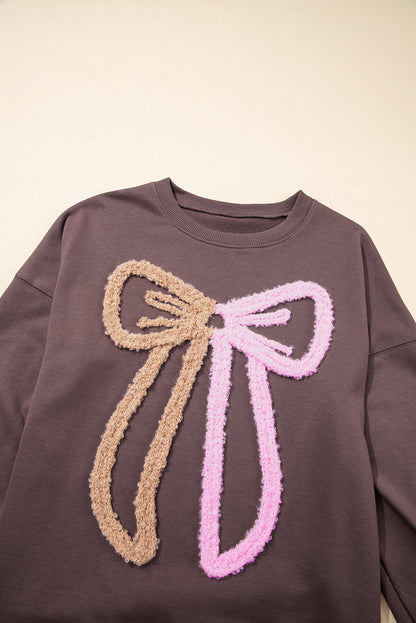 Bluza Callie Terry z wzorem kokardy i opuszczonymi ramionami