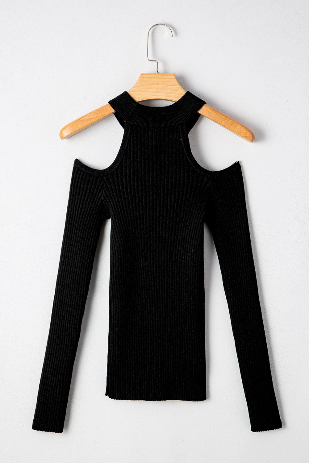 Sweter Bailey z prążkowanego dzianego materiału z odkrytymi ramionami