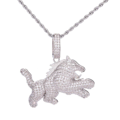 Naszyjnik z zawieszką Hip Hop Leopard z pełnym cyrkoniem dla mężczyzn - stylowa biżuteria dla trendsetterów